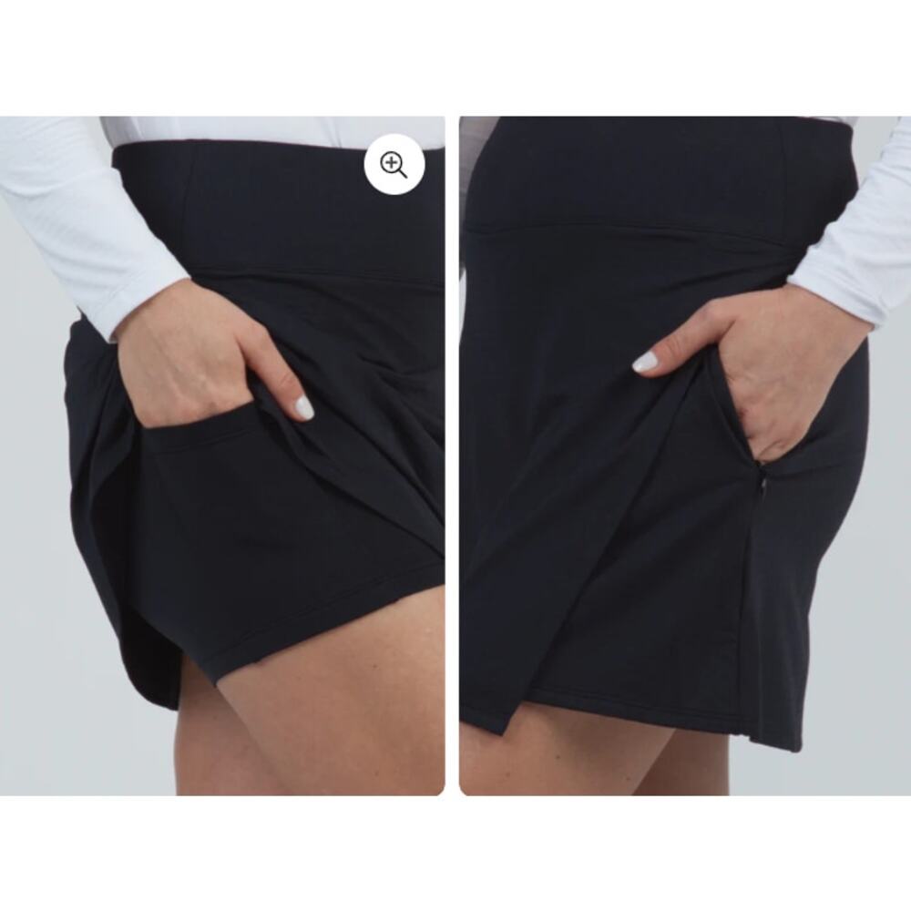 IBKUL Solid Faux Wrap Skort Black 26000 Activewear Skort Women Sz XS NWT - Picture 8 of 15
